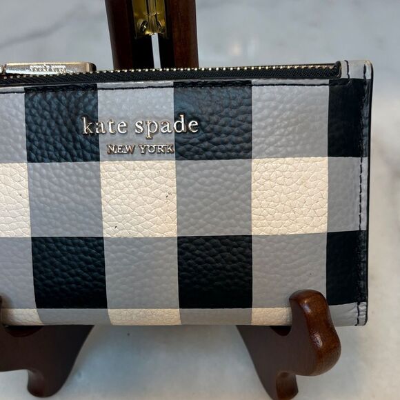KATE SPADE Bradley Gingham Print Leather Bifold Wallet - Picture 3 of 16